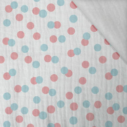 PASTEL DOTS / mint - salmon pink (PASTEL SKY) - Cotton muslin