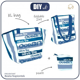 XL bag with in-bag pouch 2 in 1 - SIGNS (Save the ocean) - sewing set