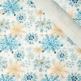 BLUE SNOWFLAKES - nylon fabric quilted in stripes