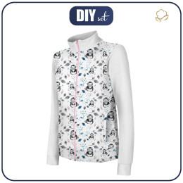 "MAX" CHILDREN'S TRAINING JACKET - PENGUINS / LEAVES (ENCHANTED WINTER) - knit with short nap
