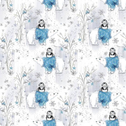 PENGUINS ON BEARS / white (ENCHANTED WINTER)