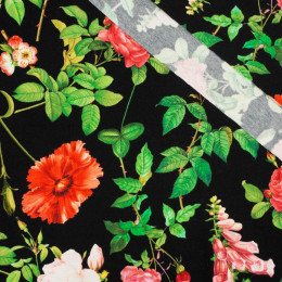 ROSES AND LEAVES (PARADISE GARDEN)  - looped knit fabric