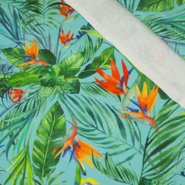 PALM LEAVES pat. 4 / light blue - single jersey with elastane 
