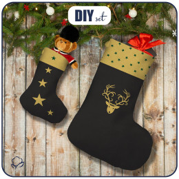 Christmas Stocking Set - GOLDEN REINDEER / black