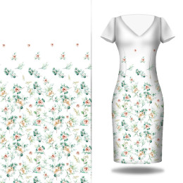 ROSES AND LEAVES PAT. 2 - dress panel Linen 100%