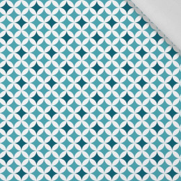 ROSETTES  ( light blue ) / dark blue - Cotton woven fabric