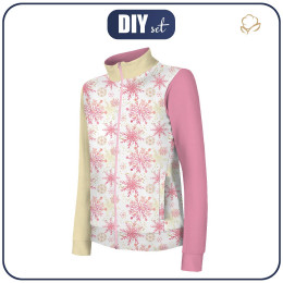 "MAX" CHILDREN'S TRAINING JACKET - PINK SNOWFLAKES - knit with short nap
