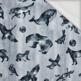 ANIMALS MIX (GALACTIC ANIMALS) / grey - looped knit fabric