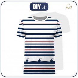 MEN’S T-SHIRT - SHIPS / stripes (marine) - single jersey XL