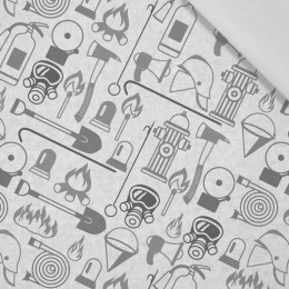 FIRE BRIGADE (HOBBIES AND JOBS) - grey / acid -  Cotton woven fabric