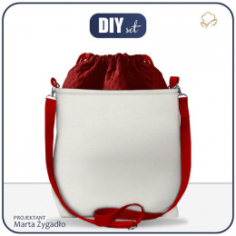 BUCKET BAG - WHITE / red