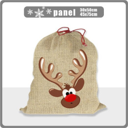 REINDEER / brown - jute - Cotton woven fabric panel / Choice of sizes