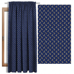 MINI GOLD ANCHORS (GOLDEN OCEAN) / dark blue - Blackout curtain fabric