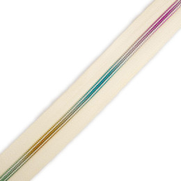 Zipper tape decorative 5mm - vanilla / rainbow
