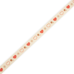 Cotton ribbon 15mm - HEARTS AND CLOVERS