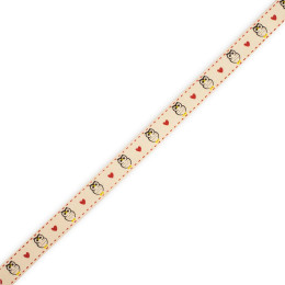 Cotton ribbon 15mm - owls and hearts