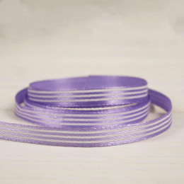 Striped satin ribbon, 6mm wide - purple