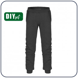 CHILDREN'S JOGGERS (LYON) - GRAPHITE - looped knit fabric 