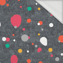 COLORFUL DOTSIES / ACID WASH GRAPHITE - looped knit fabric