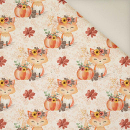FOXES AND PUMPKINS pat. 1 / white (FOXES AND PUMPKINS)- Upholstery velour 
