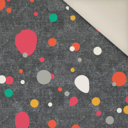 COLORFUL DOTSIES / ACID WASH GRAPHITE - Upholstery velour 