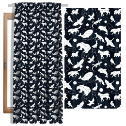 ANIMALS MIX (GALACTIC ANIMALS) / navy - Blackout curtain fabric