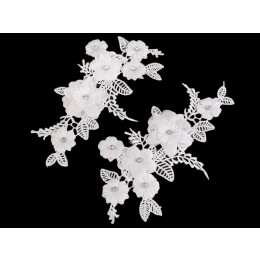 Lace applique - openwork flowers - white (set)
