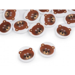 Plastic button15.4mm bear - brown