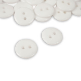 Round, two hole button 11 mm - white