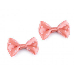Sateen bow with dots - salmon pink