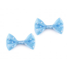 Sateen bow with dots - light blue