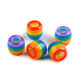 Plastic bead 10x12 mm striped - multicolor