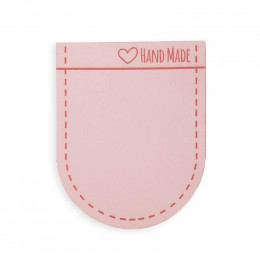 Small pocket from leatherette rounded "Hand Made" -  pale pink