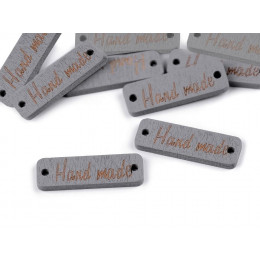 Wooden Tag "Hand made" - grey