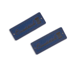 Einzelstück  label - bobbin 1,5x4cm - dark blue