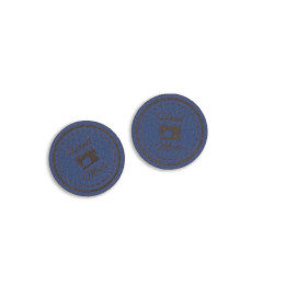 Hande Made label - sewing machine diameter 3 cm - dark blue