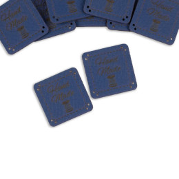 Hande Made label - bobbin 2,5x2,5 cm - dark blue 