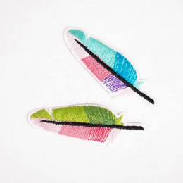 Embroidered iron-on FEATHER - mix