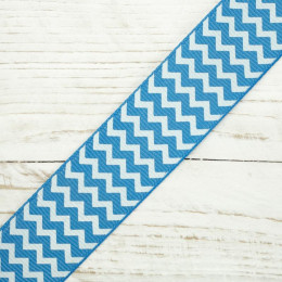 Grosgrain with zigzag 25mm - muted blue