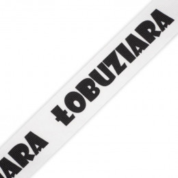 Grosgrain tape  "ŁOBUZIARA"  30mm - white