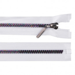 Zipper plastic decorative rainbow 80 cm open-end - white