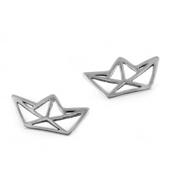 Metal pendant origami boat - silver