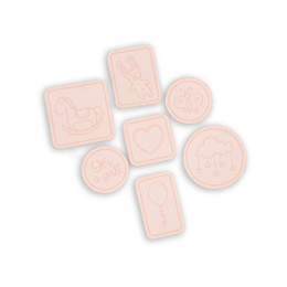 Faux suede labels GIRL - pale pink (7 pieces)