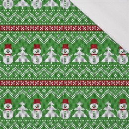SNOWMEN WITH CHRISTMAS TREES / green  - single jersey 120g