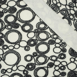 EMBROIDERED CIRCLES / vanilla - coat knit fabric