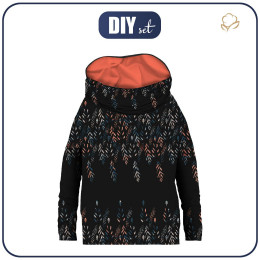 SNOOD SWEATSHIRT (FURIA) - LEAVES PAT. 3 / BLACK - looped knit fabric ITY