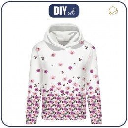 CLASSIC WOMEN’S HOODIE (POLA) - FLOWERS AND CLOVER (IN THE MEADOW) - looped knit fabric 