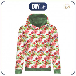 CLASSIC WOMEN’S HOODIE (POLA) - POPPIES PAT. 2 (IN THE MEADOW) - looped knit fabric 