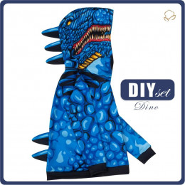 KID'S HOODIE DINO (PARIS) - BLUE DRAGON - looped knit fabric ITY