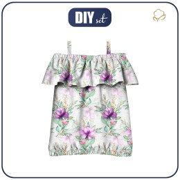 Bardot neckline blouse (SARA) - PURPLE MAGNOLIAS - sewing set